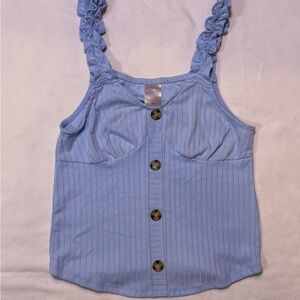 Light Blue Button-Up Tank Top